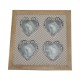 Cornice legno sbiancata con 4 foto forma cuore e quadrato 33x33cm
