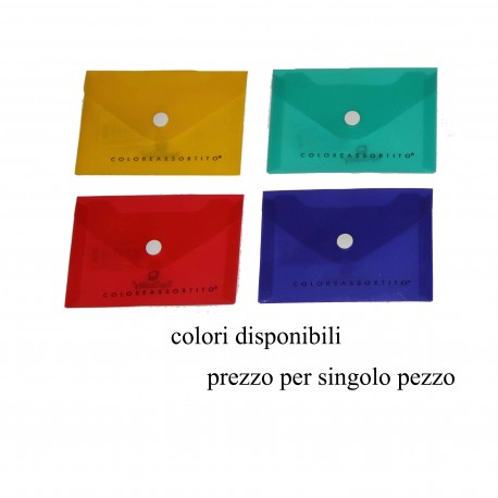 BUSTA CON BOTTONE POLIPROPILENE A7 74 X 105mm ASSORTITI