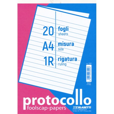 CARTA PROTOCOLLO 20ffgr 60 UN RIGO