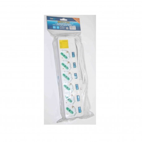 EXTRASTAR MULTIPRESA 6POS. 10/16A BIPASSO/SCHUKO CON PROTEZIONE SOVRATENSIONI