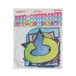 FESTONE" BUON COMPLEANNO" A LETTERE SINGOLE IN CARTA ALTEZZA 10CM
