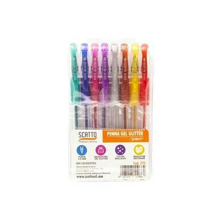 Scatto penna gel glitter 8 pz