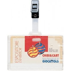 PORTA BADGE/CARTELLINO PLASTICA RIGIDO CON MOLLA