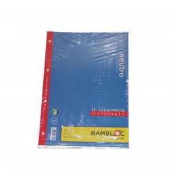 Ramlloc ricambi perforati rinforzati 21x29,7cm 80 grammi 40 fogli senza rigatura bianchi