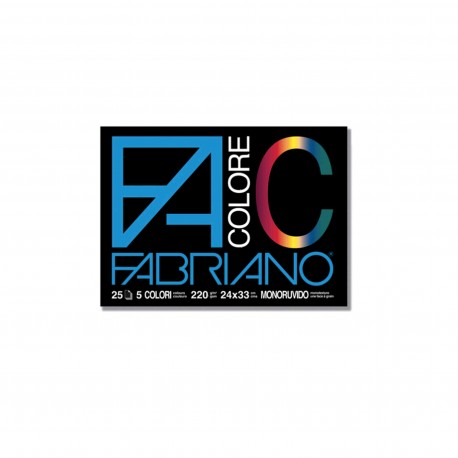 BLOCCO CARTA DA DISEGNO FABRIANO COLORE 5 COLORI ASSORTITI